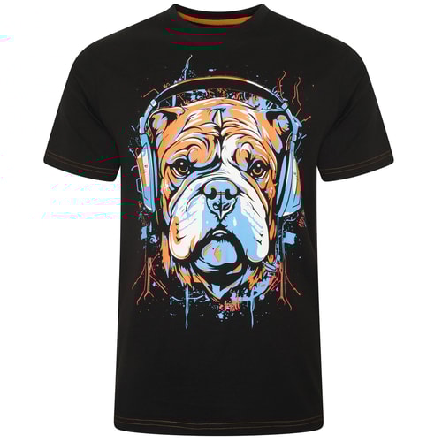 KAM T-Shirt mit „Dog With Headphones“-Print in Schwarz